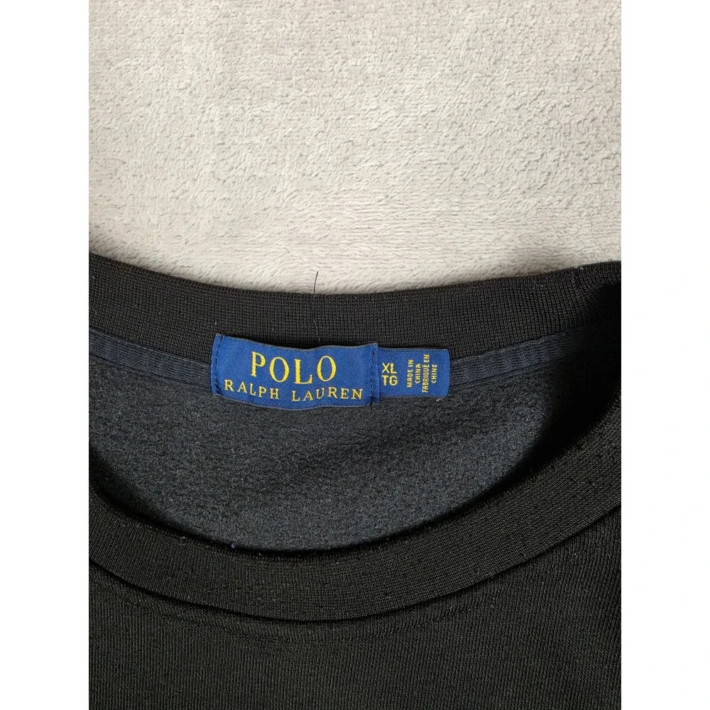 Polo Ralph Lauren Sweatshirt Mens XL Black Graphic Logo Pullover Crewneck Read